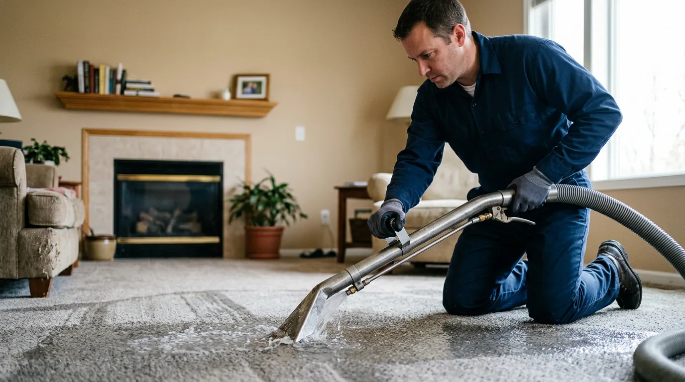Water damage restoration technician working near Forest City, NC